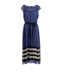 Prada Sheer Midi Dress, Silk, Navy/Black, UK12, 2*