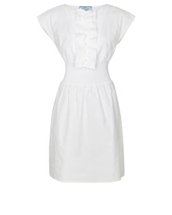 Prada Sleeveless Ruffle Dress, cotton/elastane, white, 6, 3*