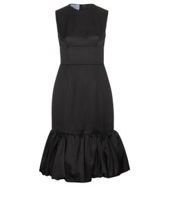 Prada Sleeveless Ruffle Dress, Wool, Black, UK8, 3*