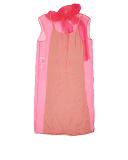 Prada Pussy-Bow Organza Midi Dress, Polyester, Pink/Nude,8,3