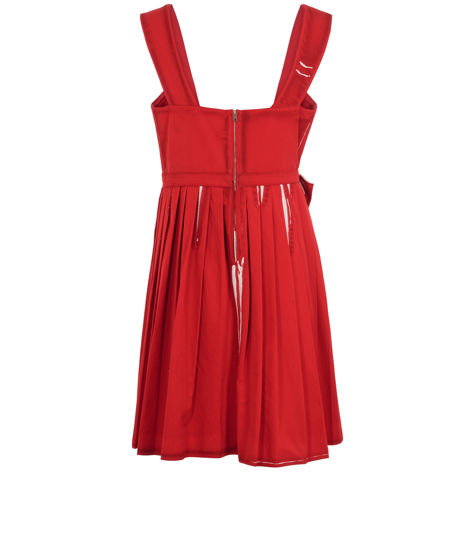 Prada Printed Pleated Mini Dress, &pound;150, Clothing, Red, Cotton, Back view