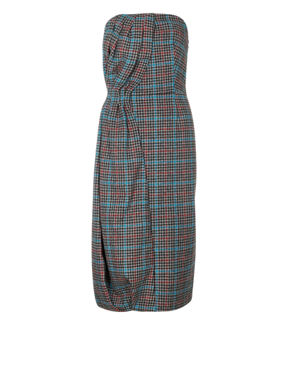 Prada Tweed Strapless Fitted Bodice Dress, front view