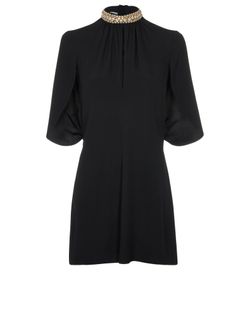 Prada Sable Cape Shoulder Mini Dress, Black., UK6, 3*, XY