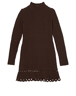 Prada High Neck Crochet Dress, Cotton, Brown, 10