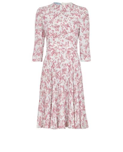 Prada Floral Print Pleated Skirt Dress, front view