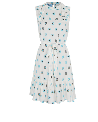 Prada Ruffle Shoulder Printed Dress, front view