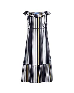 Prada Striped Sleeveless Dress, Viscose, Black/White, UK 12