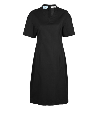 Prada V-Neck Dress, &pound;120, Clothing, Black, Cotton, Front view