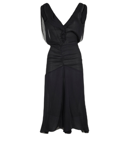 Prada Ruffle Backless Midi Bodycon Dress, front view