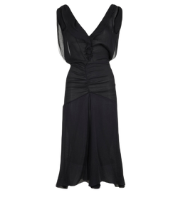Prada Ruffle Backless Midi Bodycon Dress, Silk, Black, UK10