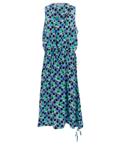 Prada Drawstring Long Dress, Silk, Blue/Green, UK8, 3*