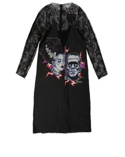 Prada Frankenstein Midi Lace Dress, Polyamide, Black, UK8, 3*