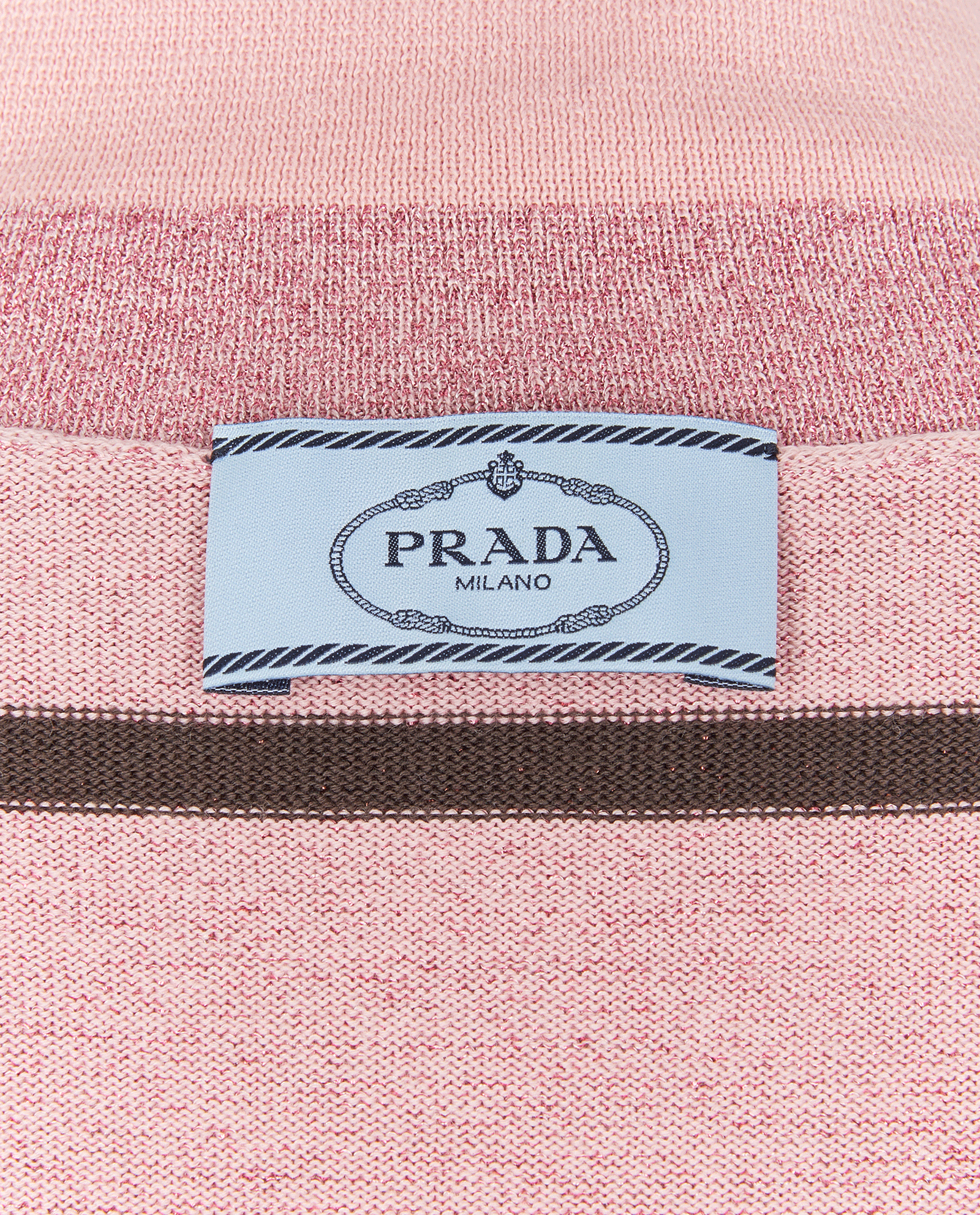 Prada Striped Turtleneck Dress, &pound;275, Clothing, Brown/Pink, Wool, Other view
