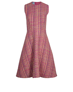 Prada Sleeveless Tweed Boucle Dress, Wool, Pink/Yellow, 8, 3*
