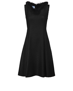 Prada Fur Trim Dress, Wool, Black, UK 10