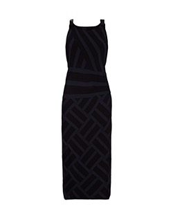 Proenza Schouler Stripe Zip Back Dress, Viscose, Navy/Black, UK 10
