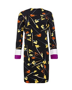 Emilio Pucci Long Sleeve Paint Splatter Dress, Silk, Black Multi, UK 6