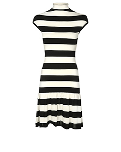 Ralph Lauren Striped Bodycon Dress, Silk Mix, Black/Beige, XS, 2*