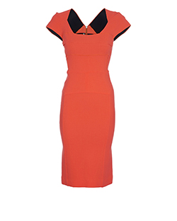 Roland Mouret Paneled Dress, Wool, Multi/Orange, 8, 5*