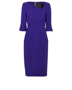 Roland Mouret Asymmetric Crepe Dress, Wool, Blue, UK12, 4*
