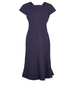 Roland Mouret Panelled Dress, Wool/Crepe, Navy, UK 14, 3*