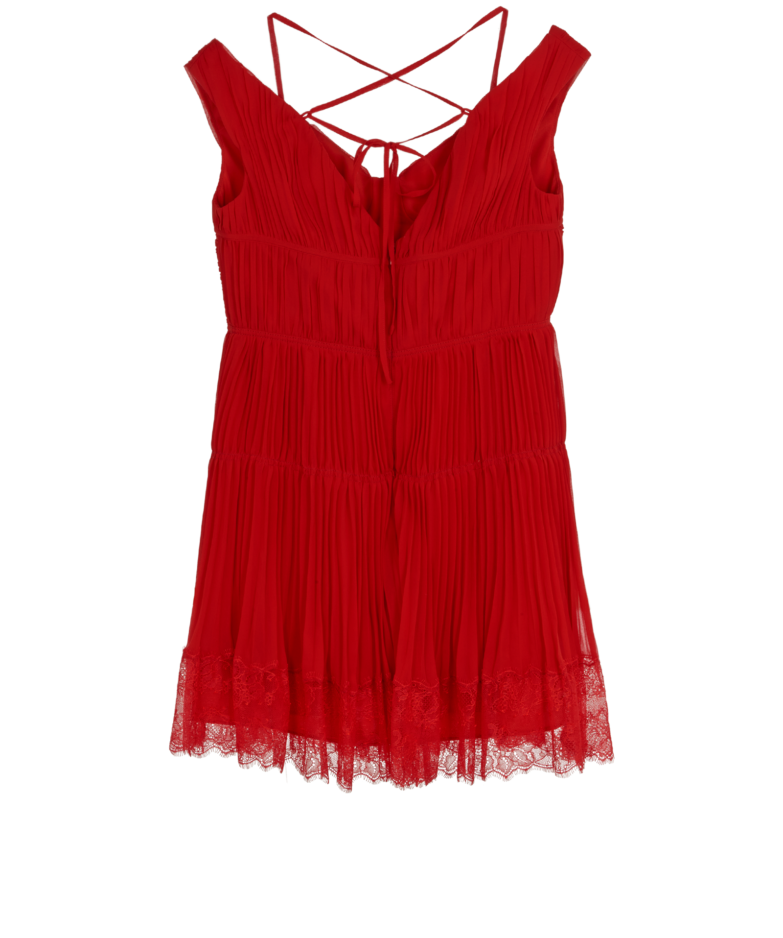 Self Portrait Plisse Style Dress, &pound;110, Clothing, Red, Polyester, Back view