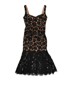 Self Portrait Fine Lace Midi Dress, Polyester, Black, UK12, 3*