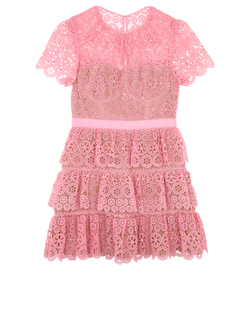 Self-Portrait Tiered Mini Dress, Poly, Pink, UK12, 3*