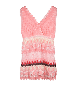 Self-Portrait Lace Floral Dress, Polyester, Pink, UK14, 3*