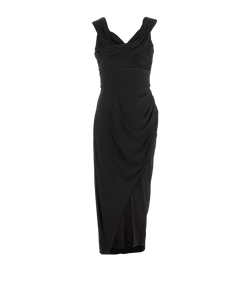 Self-Portrait Crossover Midi Dress, Polyester, Black, UK10, 3*