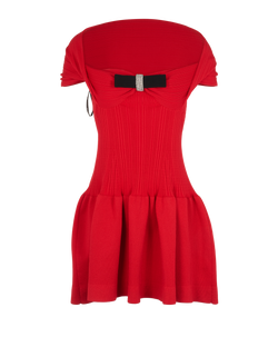 Self-Portrait Knit Bow Mini Dress, Viscose, Red, Sz S, 2*