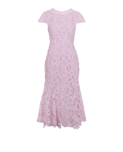 Self-Portrait Lace Scoop Back Dress, Polyester, Pink, UK10,  3*