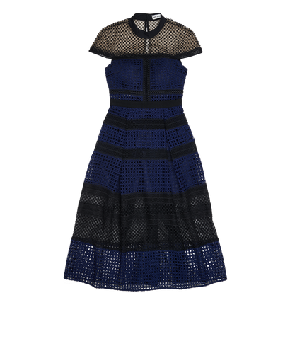 Self-Portrait Lace Midi Dress, &pound;150, Clothing, Black/Navy, Polyester (Polymer), Front view