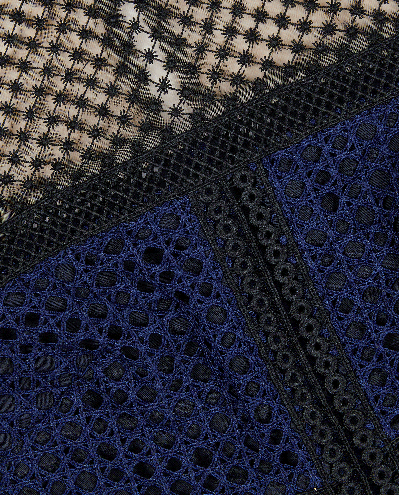 Self-Portrait Lace Midi Dress, &pound;150, Clothing, Black/Navy, Polyester (Polymer), Other view