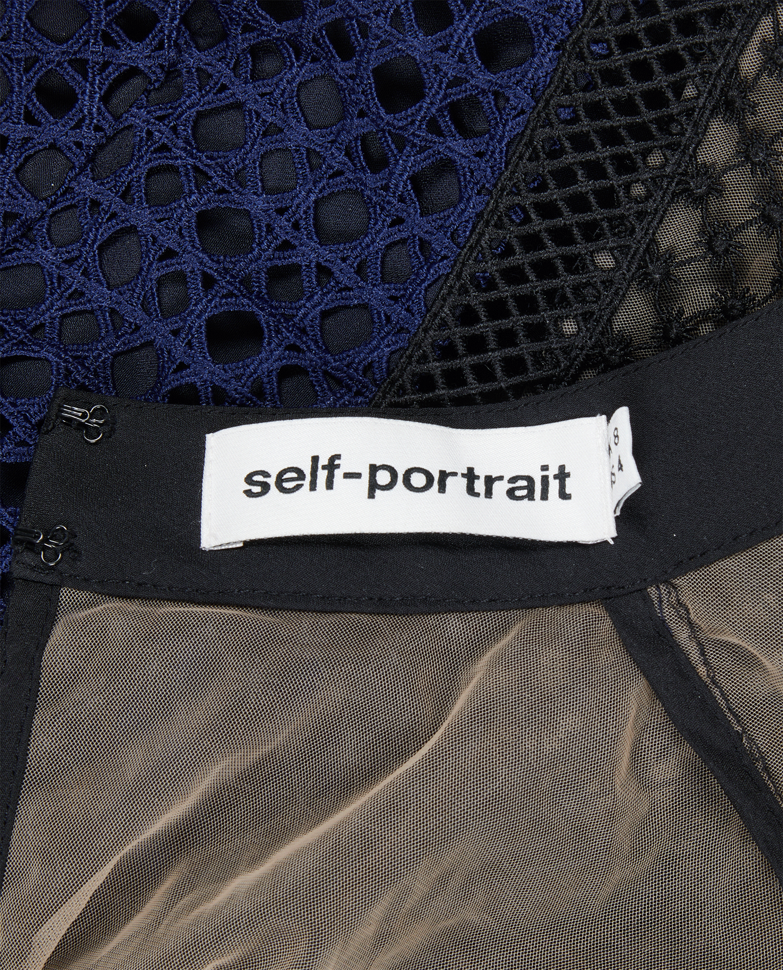 Self-Portrait Lace Midi Dress, &pound;150, Clothing, Black/Navy, Polyester (Polymer), Other view