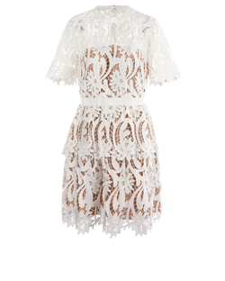 Self-Portrait Lace Mini Dress,Polyester, White, UK14, 3*.