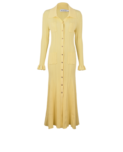 Self Portrait Knit Maxi Dress, £150, Clothing, Yellow, Viscose, Front view