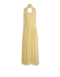 Self-Portrait Georgette Scarf Midi Dress, Polyester,Yellow, UK12, 3*