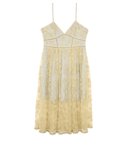 Self-Portrait Embelished Mesh Midi Dress, Polyester, Gold/Blue, UK14, 3*