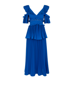 Self-Portrait Ruffled Maxi Dress, Polyester, Navy, UK6, 3*