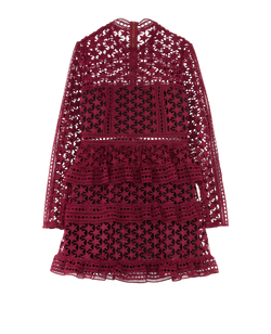 Self-Portrait Star Mini Dress, Polyester, Burgundy, UK12, 3*