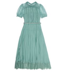 Self-Portrait Lace Trim Midi Dress, Polyester, Green, UK8, 3*