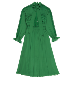 Self-Portrait Pleated Midi Dress, Polyester, Green, UK8, 3*