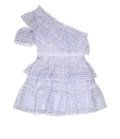 Self-Portrait One Shoulder Dress, £90, Clothing, Blue, Polyester (Polymer), Front view