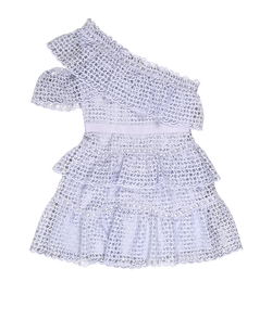 Self-Portrait One Shoulder Dress, Polyester, Blue, UK12, 3*