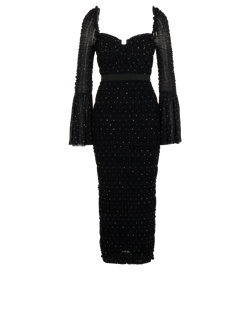 Self-Portrait Rhinestone Midi Dress, Poly, Black, UK8, 3*