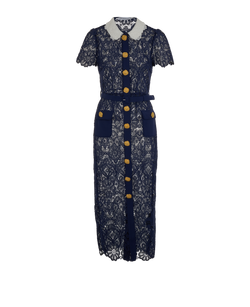 Self-Portrait Floral Guipure Midi Dress, Poly, Blue, UK10, 2*