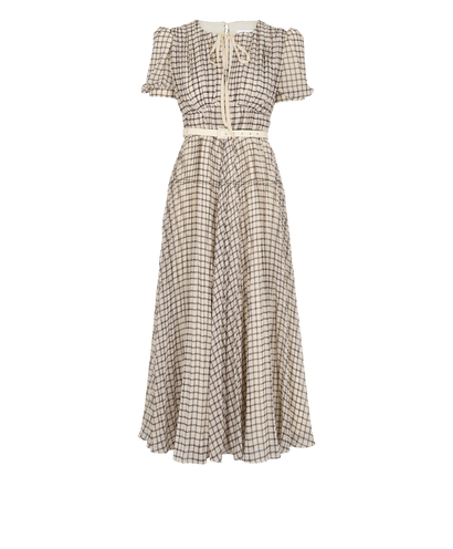 Self-Portrait Belted Checked Midi Dress, front view