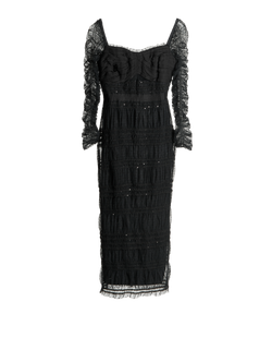 Self-Portrait Dot Mesh Midi Dress, Polyester, Black, UK8, 2*