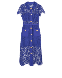 Self-Portrait Lace Belted Dress, Poly, Blue, UK6, 3*